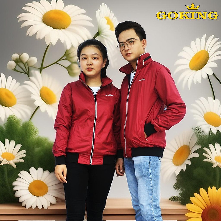 Áo khoác gió cách nhiệt GOKING phối viền, mũ dấu gọn gàng, 3 túi to rộng. Form unisex cho nữ nam.