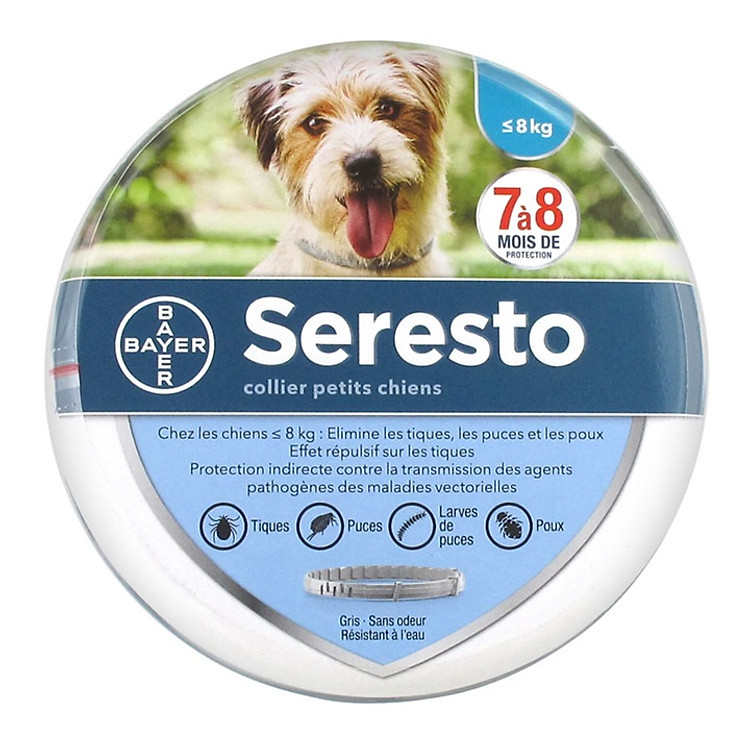 Vòng cổ chống và diệt ve cho chó mèo < 8kg Bayer seresto - Hàng nhập khẩu