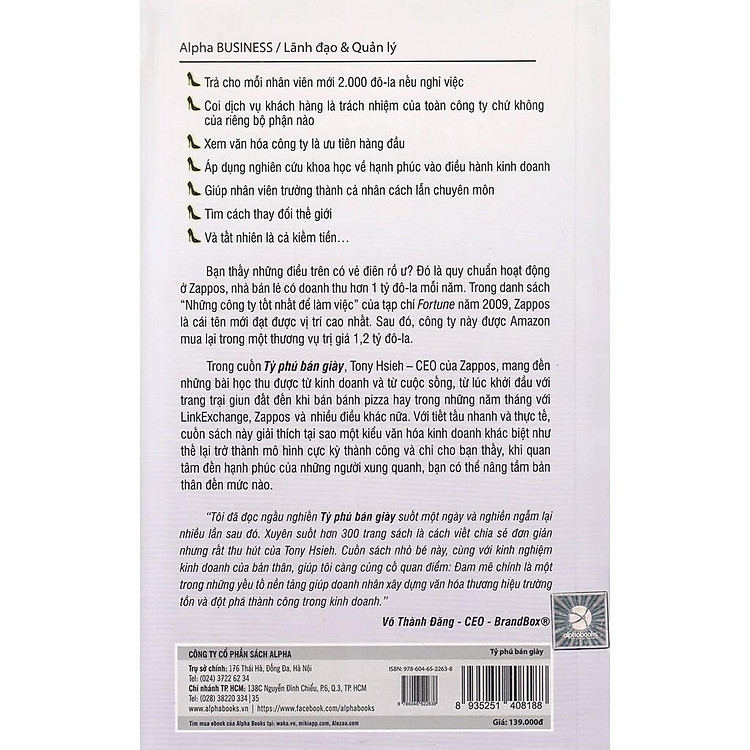Tỷ Phú Bán Giày - Câu Chuyện Về Công Ty Zappos Được Amazon Mua Lại Với Giá 1 Tỉ Đô (Delivering Happiness) - Ảnh 2