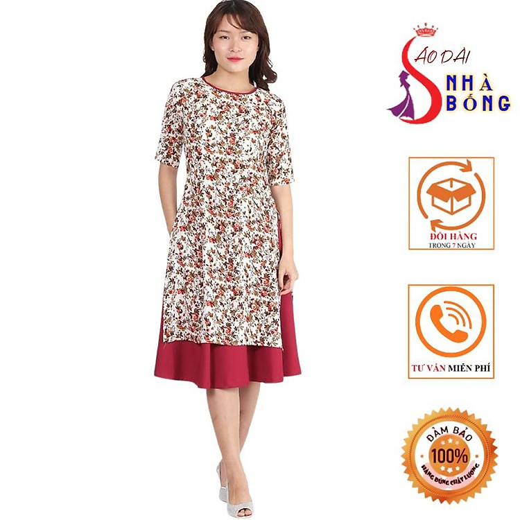 Áo dài cách tân hoa nhí cô ba Sài Gòn- AD34