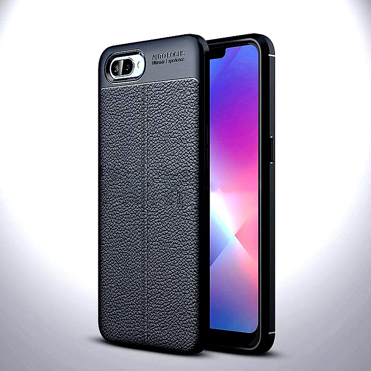 Ốp Lưng cao cấp Auto Focus Vân da cho điện thoại OPPO A3S (Màu Đen) - Hàng nhập khẩu