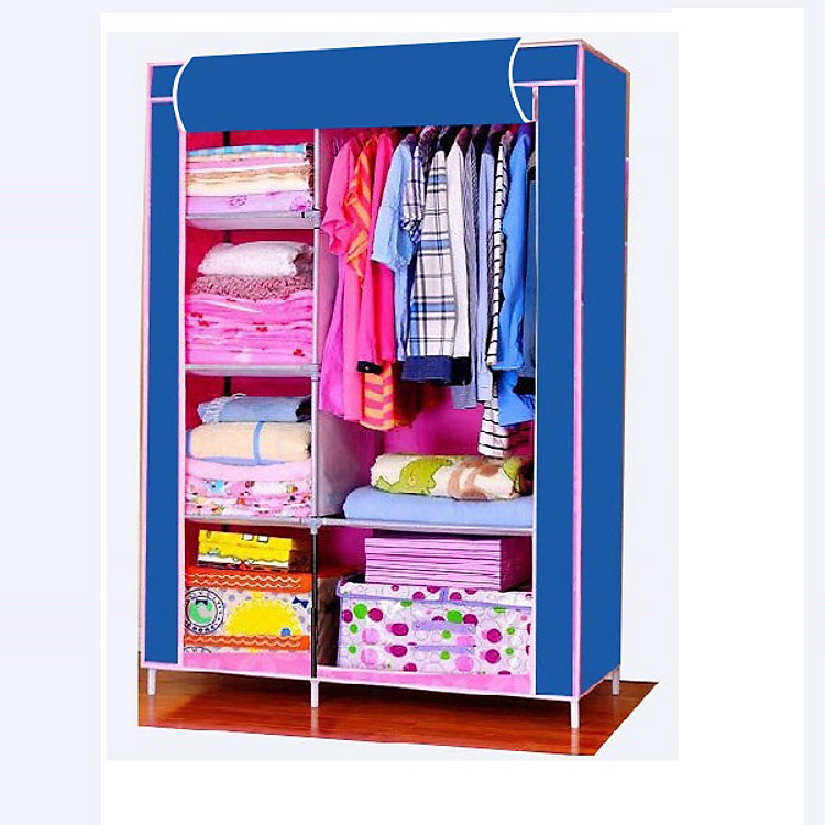 Tủ vải quần áo 2 buồng 6 ngăn, khung sắt sơn tĩnh điện( Hàng Việt Nam sản xuất)