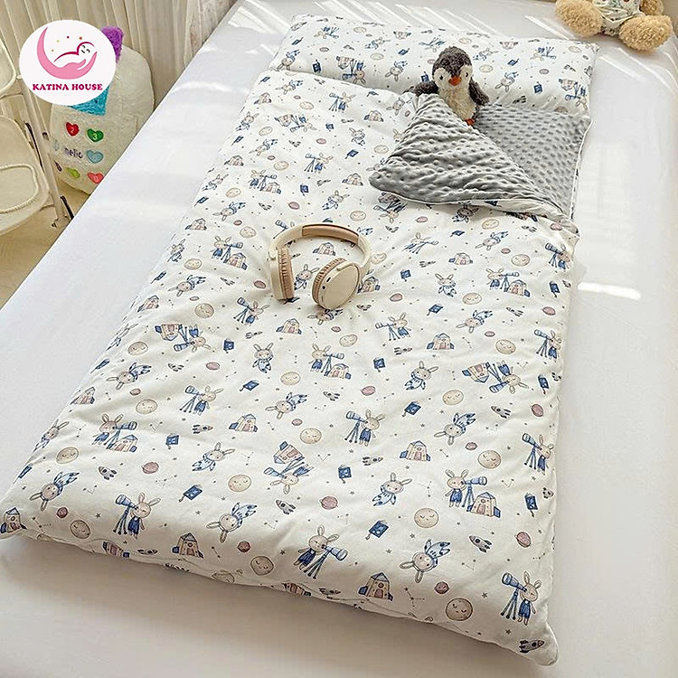 Túi ngủ cho bé nhung nỉ dày dặn, êm, ấm áp có khóa kéo, KT 75x150cm họa tiết 3D sinh động