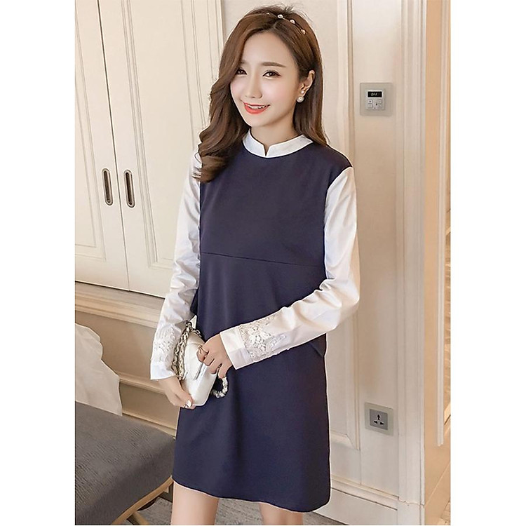 Đầm bầu công sở dáng suông có khóa db29