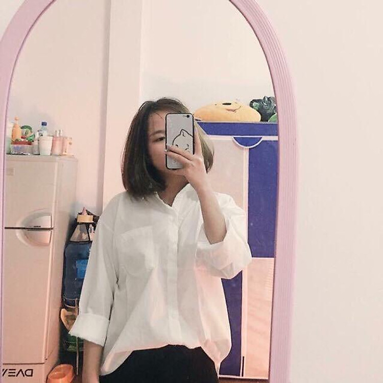 Áo sơ mi phom rộng nữ