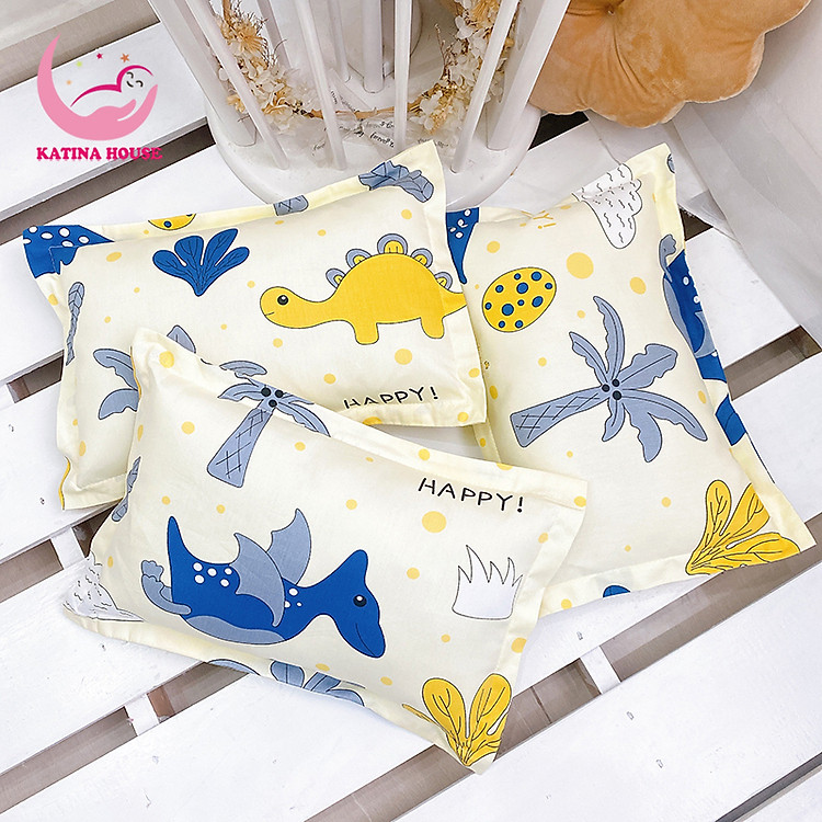 Gối cho bé sơ sinh và trẻ nhỏ Katina House, vải Cotton TL mềm mát, họa tiết gần gũi