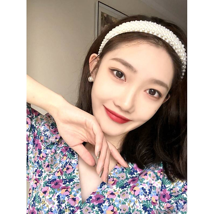 Bờm tóc ngọc trai nhân tạo bản to phong cách hàn quốc - băng đô cài tóc