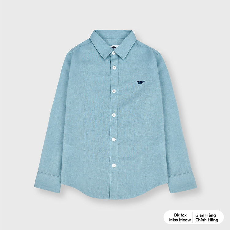 Áo sơ mi cho bé trai Bigfox-MissMeow, Chất liệu linen mềm mịn,họa tiết trơn, mặc chúc tết du xuân cực đẹp 5 – 11 tuổi