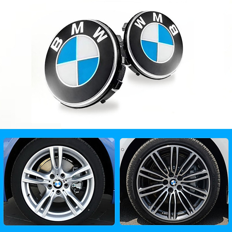1 chiếc logo chụp mâm, ốp lazang ô tô, xe hơi BMW đường kính 68mm BMW68