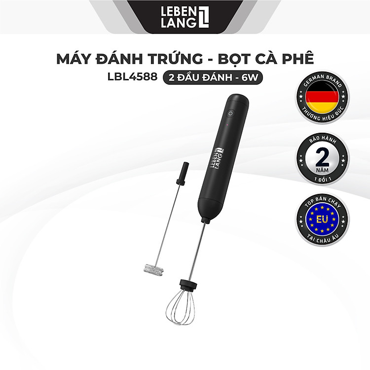 Máy đánh trứng, máy đánh bọt cafe cầm tay mini Lebenlang LBL4588, 2 tốc độ, sạc pin usb tiện dụng - hàng chính hãng
