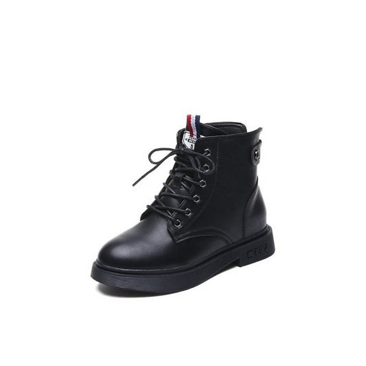 Boot nữ cổ ngắn đế trệt cột dây màu đen HIỆN ĐẠI GBN3201