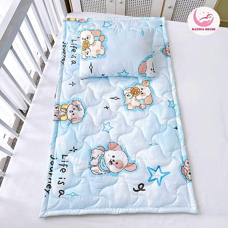 Bộ gối nệm cho bé đi học mầm non, tiểu học, trung học Katina House, vải tencel mềm mại thoáng mát