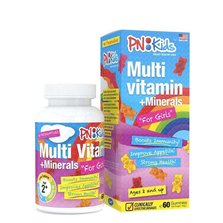 Kẹo gummies PN Kids Multi Vitamins for Girls, bổ sung vitamin bé gái (60 viên)