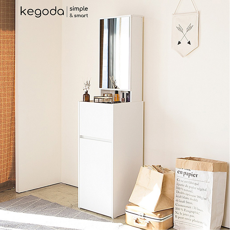 Kệ Trang Điểm Có Gương Soi, Tủ Phấn 2 Cánh 1 Ngăn Kéo Để Đựng Mỹ Phẩm Makeup KEGODA KGD48