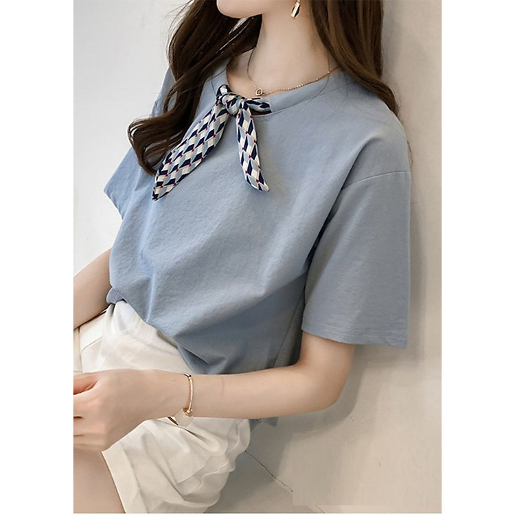 Áo sơ mi nữ form rộng cổ nơ SS01TB