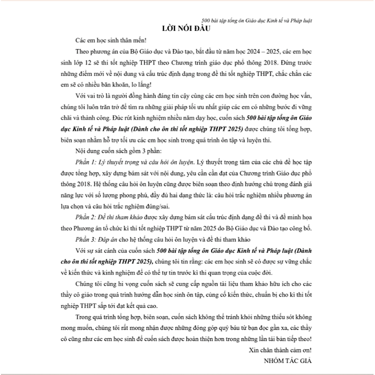 500 Bài Tập Tổng Ôn Giáo Dục Kinh Tế Và Pháp Luật (Dành Cho Ôn Thi THPT 2025) - Ảnh 3