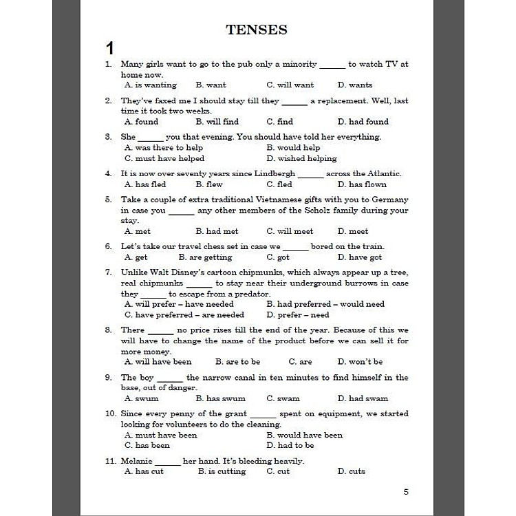 Câu hỏi trắc nghiệm chuyên đề ngữ pháp Tiếng Anh - Ảnh 2