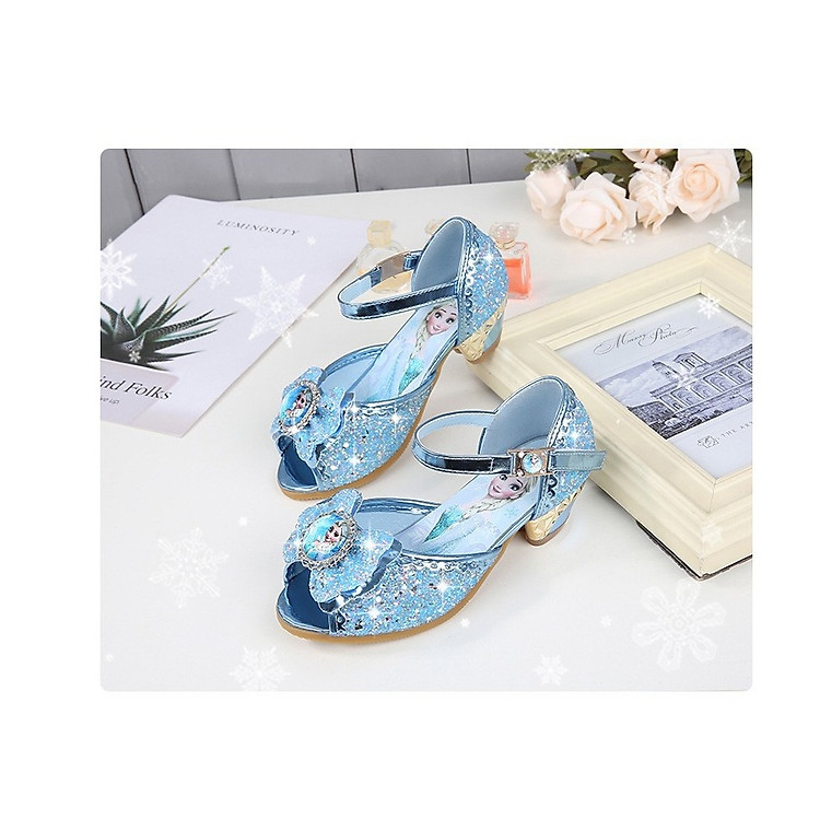 Giày công chúa Elsa cao gói 3 phân hở mũ