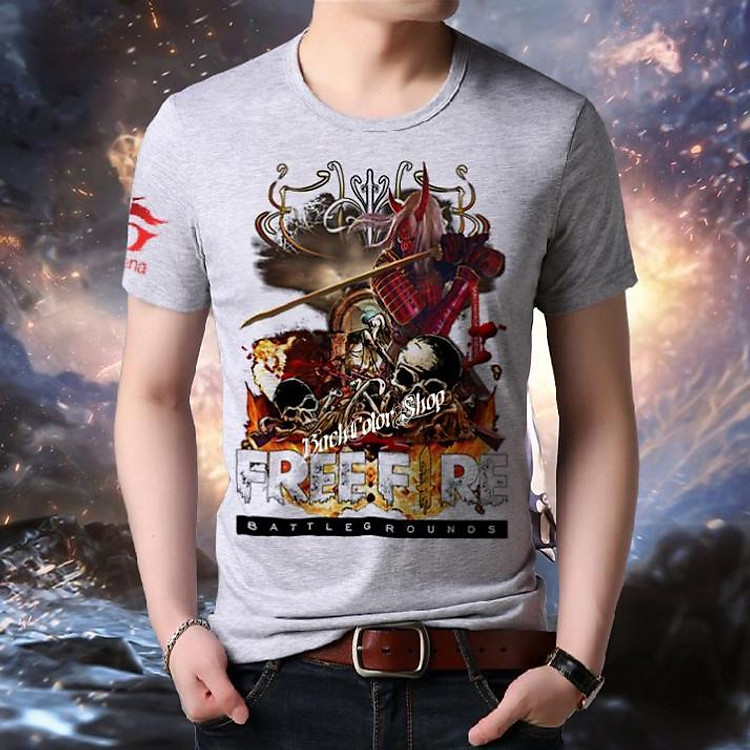 Áo Thun Nam Free Fire Quỷ Kiếm Màu Xám