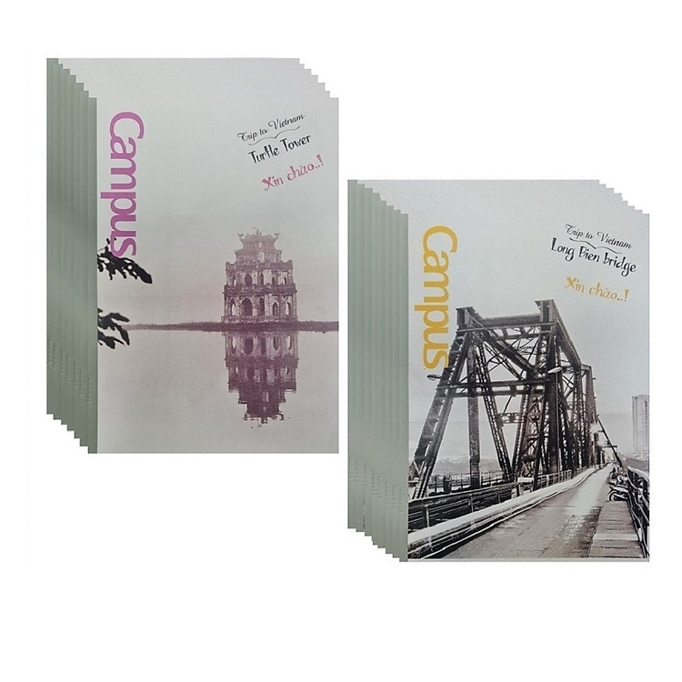 Lốc 10 quyển vở kẻ ngang Hanoian 80 trang khổ B5 NB-BHAN80 / Vở học sinh Campus kẻ ngang BHAN80