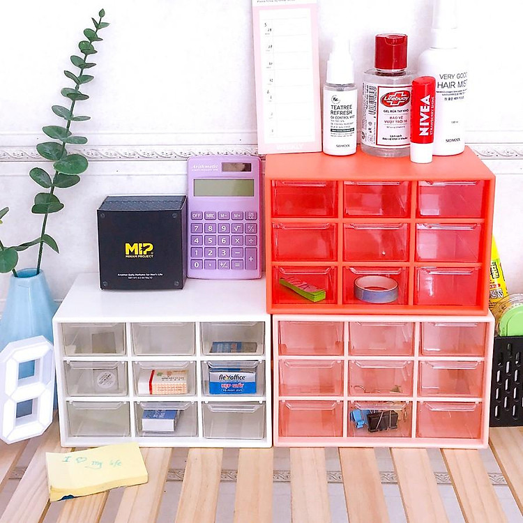 Hộp nhựa đa năng 9 ngăn đựng đồ siêu xinh , kệ đựng đồ mini nhỏ gọn