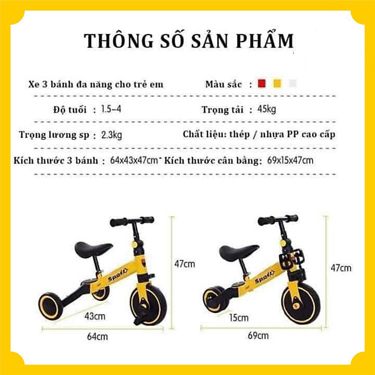 Xe thăng bằng 3 bánh đa năng cho bé Chính hãng Tiết kiệm - Hình ảnh 4