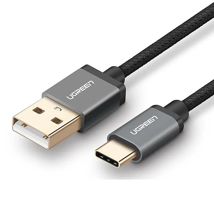Ugreen 30879 0.5M 3A Màu Đen Cáp USB TypeC sang USB 2.0 Hỗ trợ sạc nhanh dây bên Nylon US174 - Hàng chính hãng
