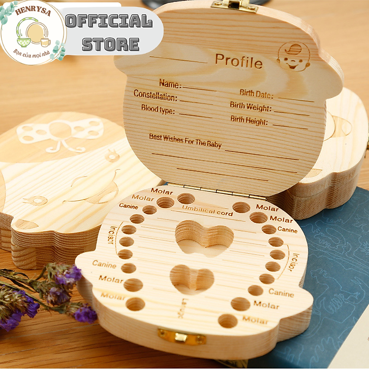 Hộp đựng răng sữa gỗ cho bé Chính hãng Tiết kiệm - Hình ảnh 3