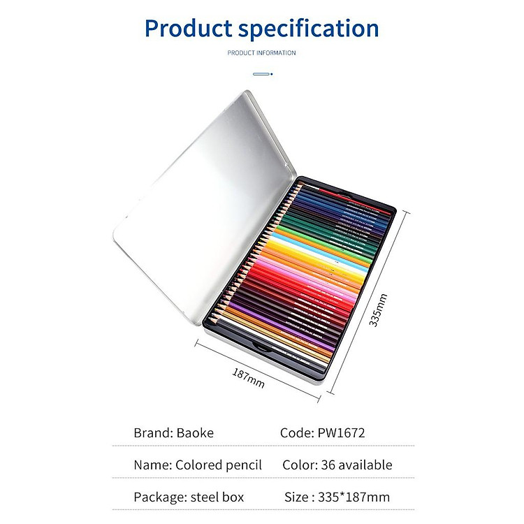 Bộ Bút Chì Hộp Sắt 72 Màu - Ảnh 6