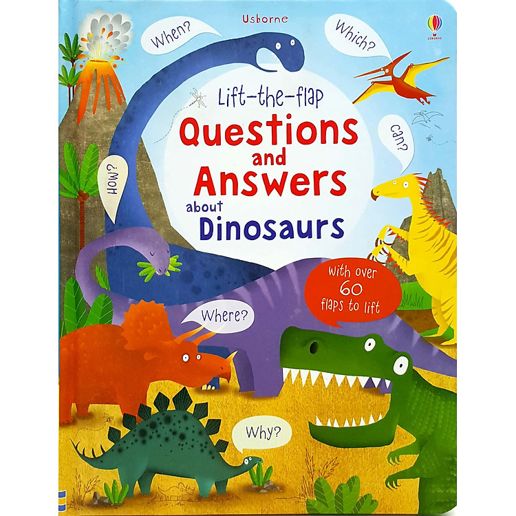Tương Tác Tiếng Anh - Usborne Lift-the-flap Questions and Answers about Dinosaurs - Ảnh 3