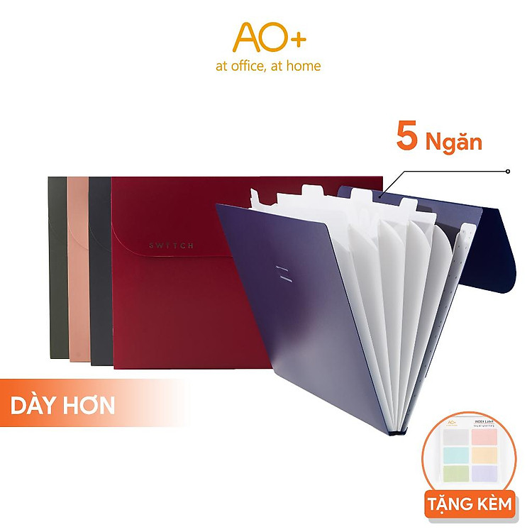 Cặp đựng tài liệu A4 5 ngăn AO+ – Xanh rêu