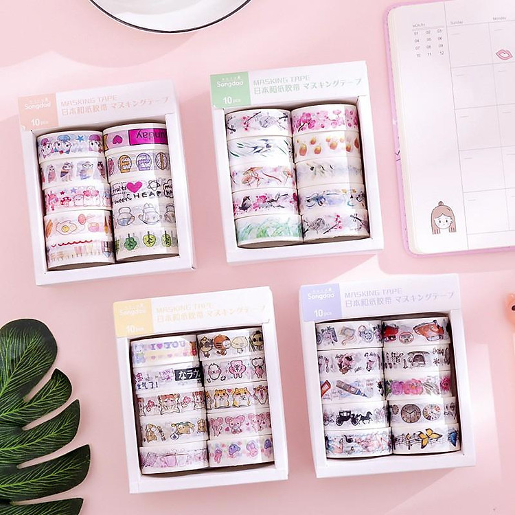 10 cuộn băng dính washi tape họa tiết 1.5cm*3m Songdao nguồn hàng buôn sỉ