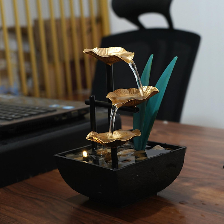Relaxation Tabletop Water Fountain Indoor Garden Zen Desktop Waterfall Decor