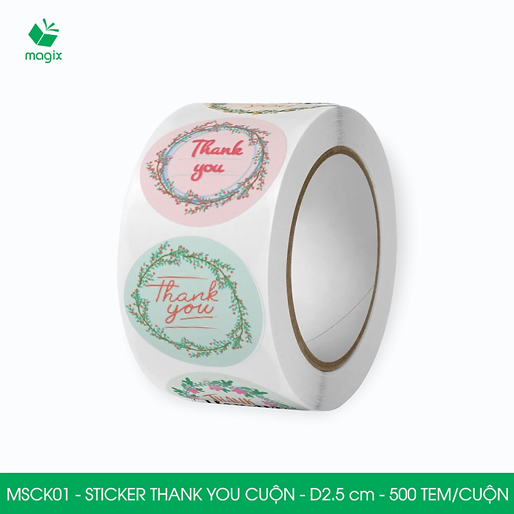 Sticker Thank You tròn (500 cái)