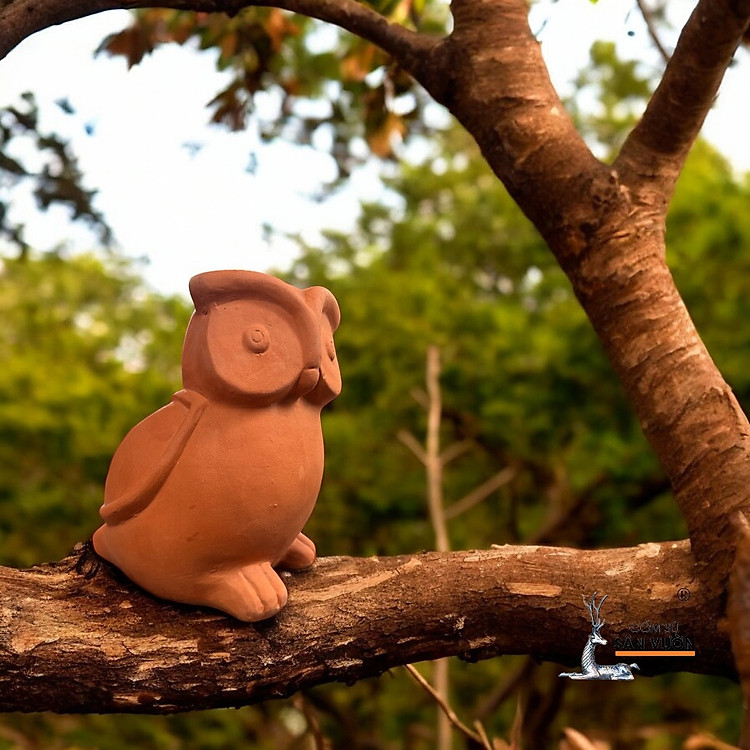 Tượng Gốm Đất Nung Hình Con Cú (10x11x25cm)