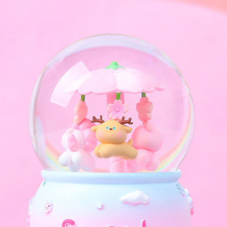 Hộp Nhạc Cầu Tuyết Hoa Đào Sakura Animal Có Nhạc - Ảnh 3