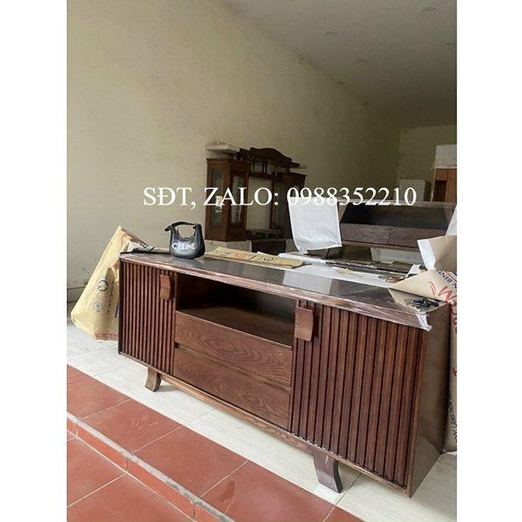 Kệ TiVi gỗ sồi hai màu óc chó và xoan đào.