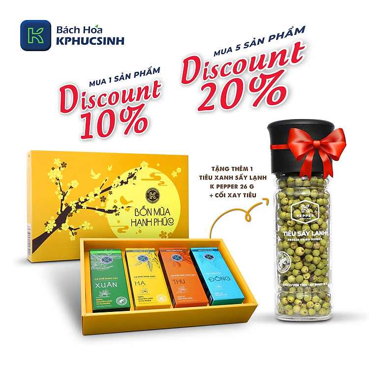 Bộ sản phẩm cà phê Hạnh Phúc Bốn Mùa - 4 Seasons thương hiệu K Coffee