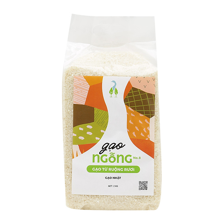 Gạo Nhật J02 xát trắng - Gạo ngỗng túi 2kg