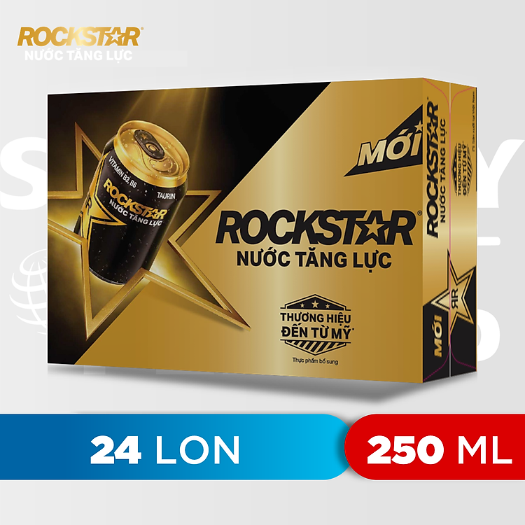 Thùng 24 Lon Nước Tăng Lực Rockstar (250ml/ lon)