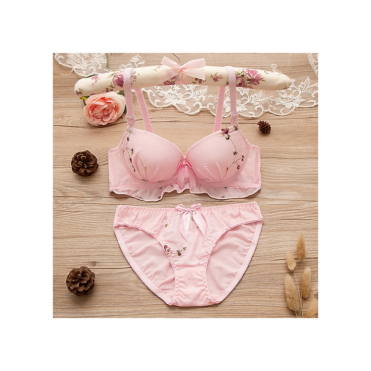 Bộ đồ lót thêu hoa siêu dễ thương