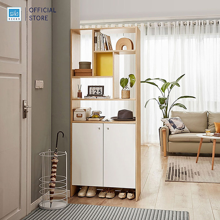 Kệ Giày Gỗ Ngăn Phòng Đa Năng SIB Decor Để Sách, Đồ Trang Trí Hiện Đại KG32