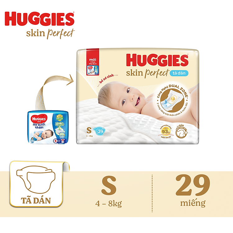 Tã dán sơ sinh Huggies Skin Perfect S Chính hãng Giá tốt - Hình ảnh 2