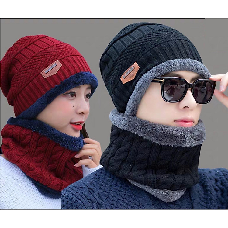 2 KHĂN CHOÀNG CẶP ĐÔI KÈM 2 NÓN MŨ LEN CẶP ĐÔI NAM NỮ DN19112410