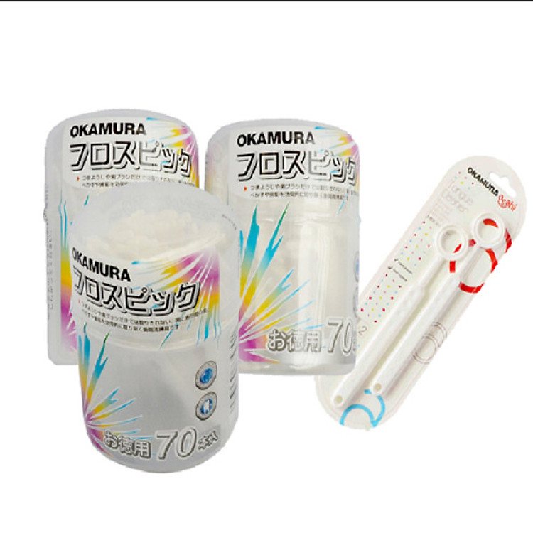 Combo 3 hộp Tăm Chỉ Nha Khoa 70 cái + 1 dụng cụ cạo lưỡi siêu sạch