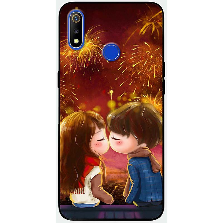 Ốp lưng dành cho Realme 3 Pro mẫu Nụ hôn pháo hoa