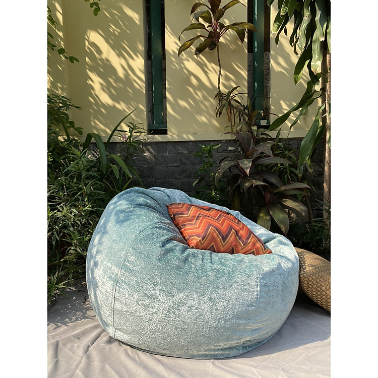 GHẾ LƯỜI HẠT XỐP DẠNG HẠT ĐẬU CHẤT LIỆU NHUNG XANH NGỌC SIZE LỚN