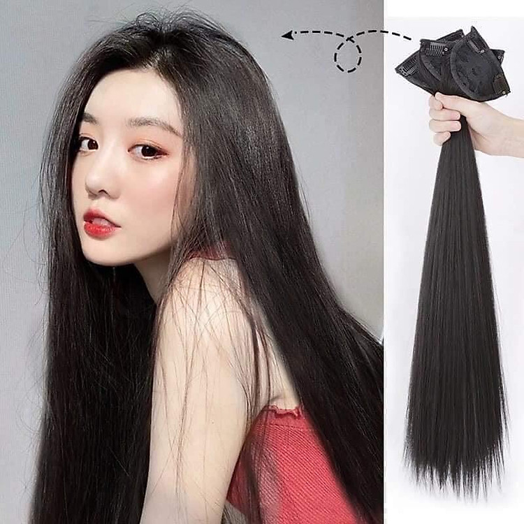 Tóc Giả Kẹp Dải 3 Tép 60cm
