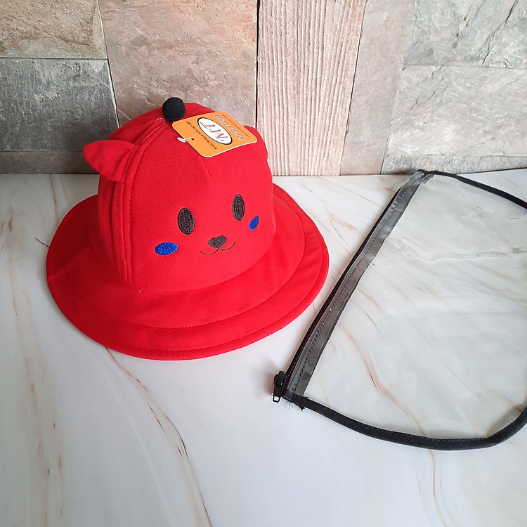 Mũ thần thánh chống dịch và khói bụi kèm kính nhựa Cho trẻ em Hình gấu