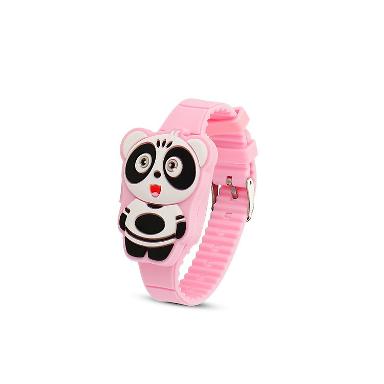 Đồng hồ thời trang trẻ em dây cao su cao cấp mặt gấu trúc PANDA sắc màu OEM PKHRTE011